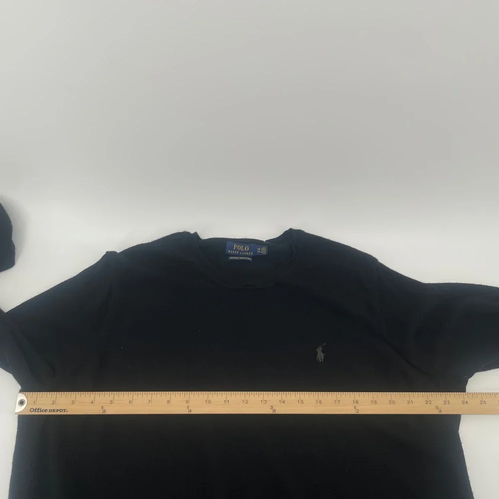 Polo Ralph Lauren Sweater Men 2XB Black Washable Merino Wool Crewneck Pony Logo